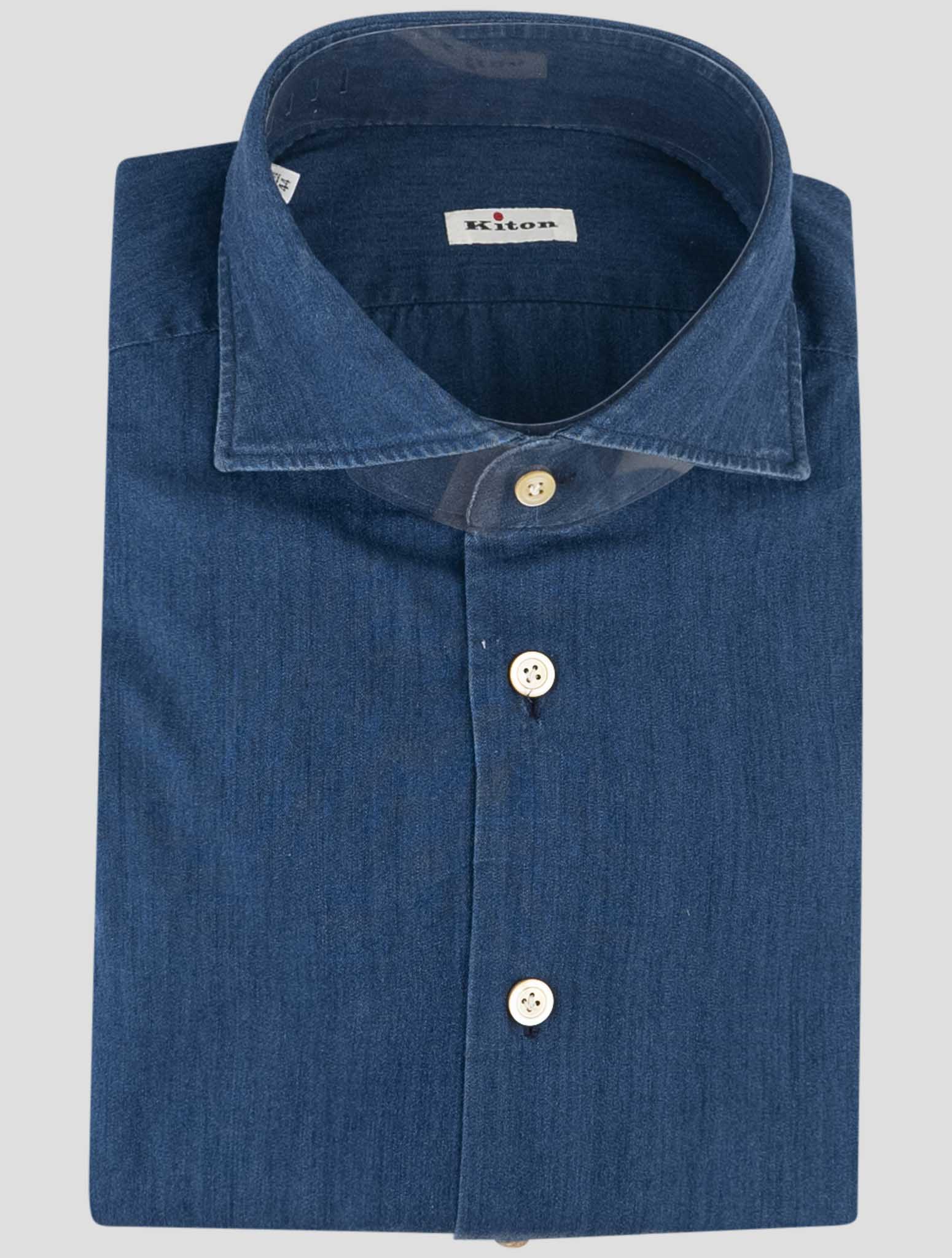 Kiton Blue Cotton Lyocell Shirt