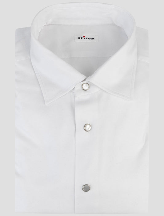 Kiton White Cotton Lyocell Shirt