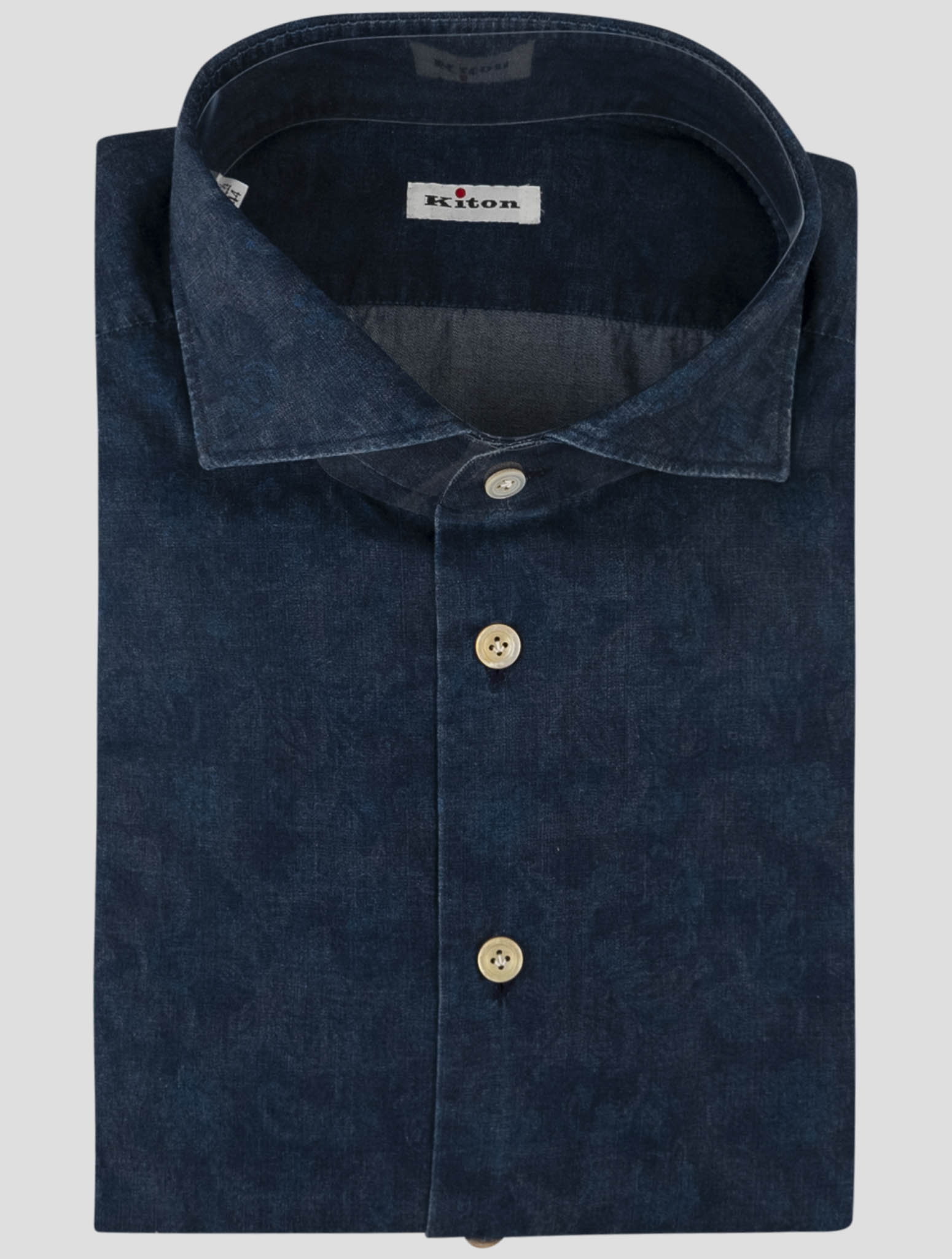 Kiton Blue Cotton Shirt