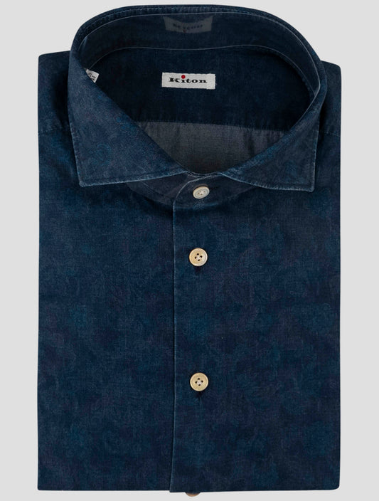 Kiton Blue Cotton Shirt