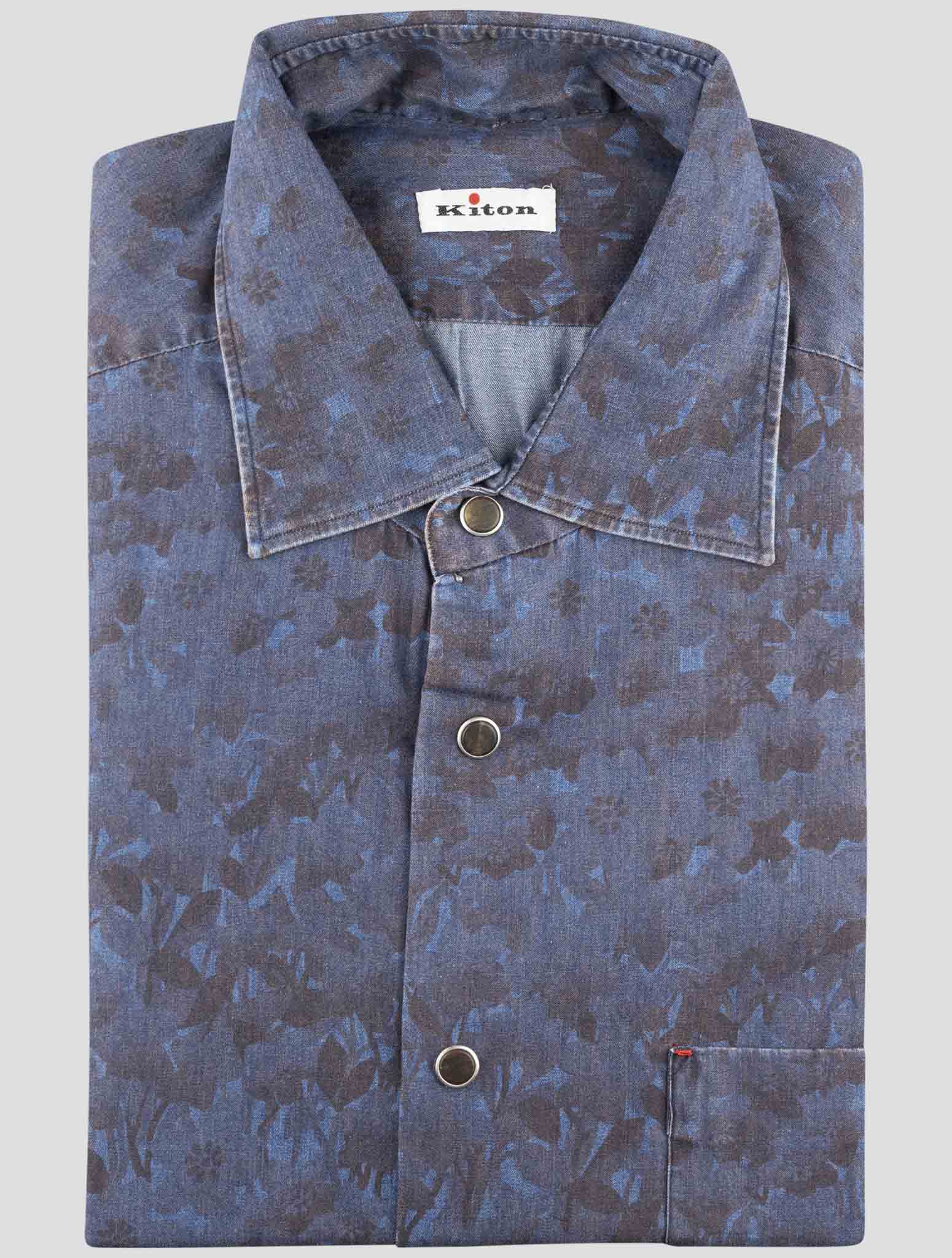 Kiton Blue Cotton Shirt