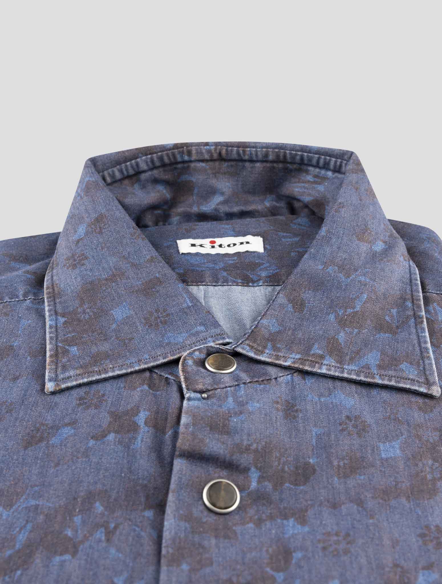 Kiton Blue Cotton Shirt