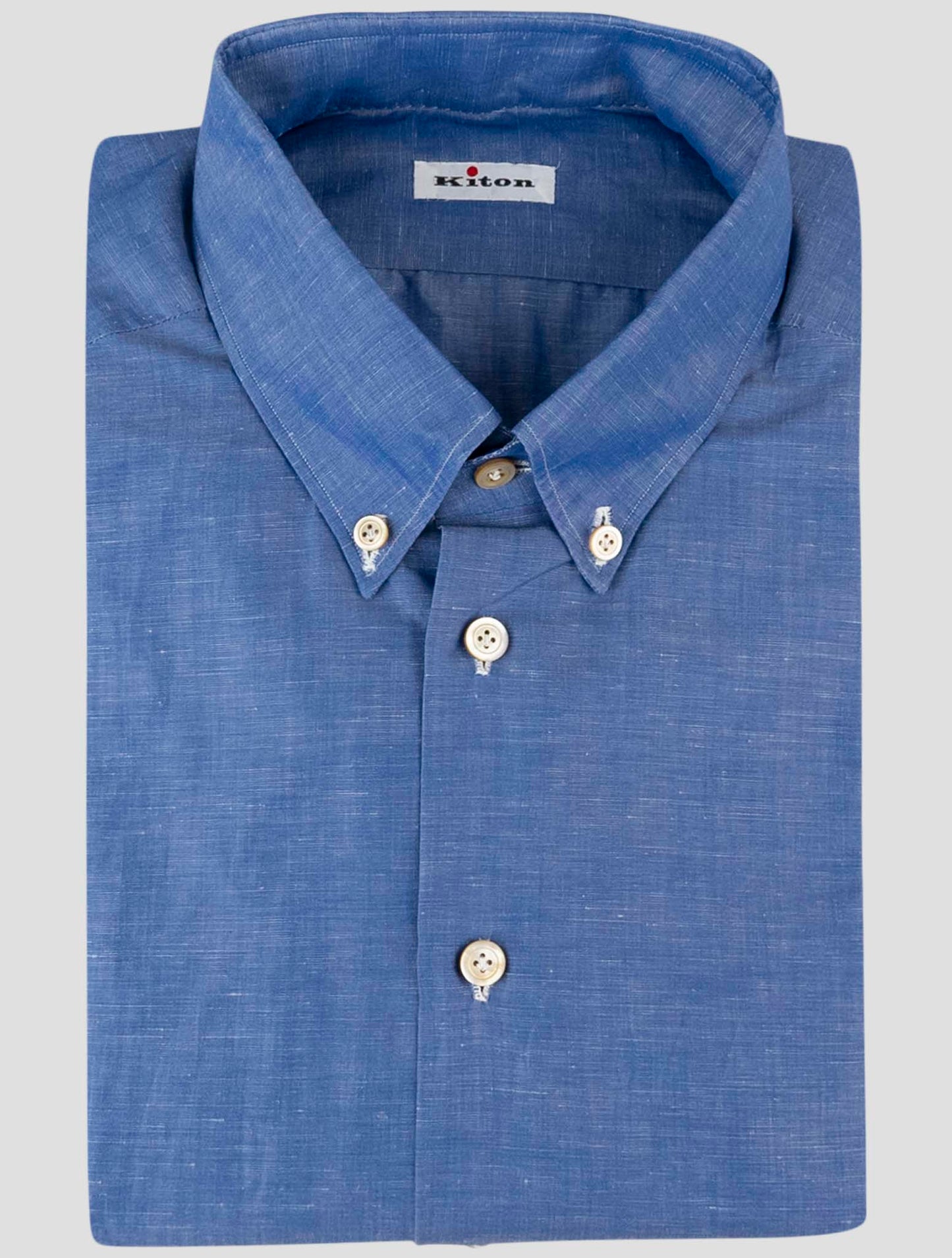 Kiton Blue Cotton Linen Shirt