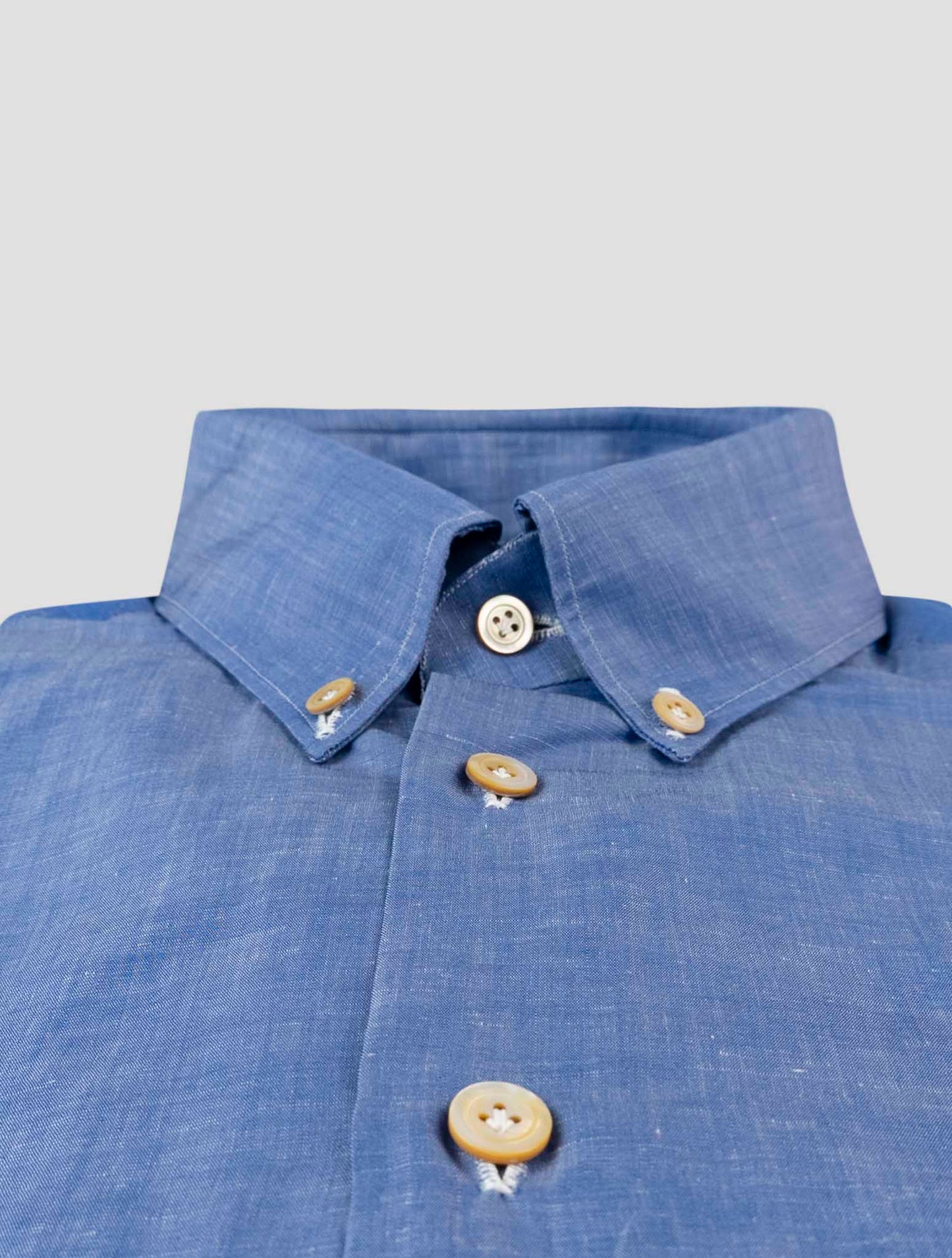 Kiton Blue Cotton Linen Shirt