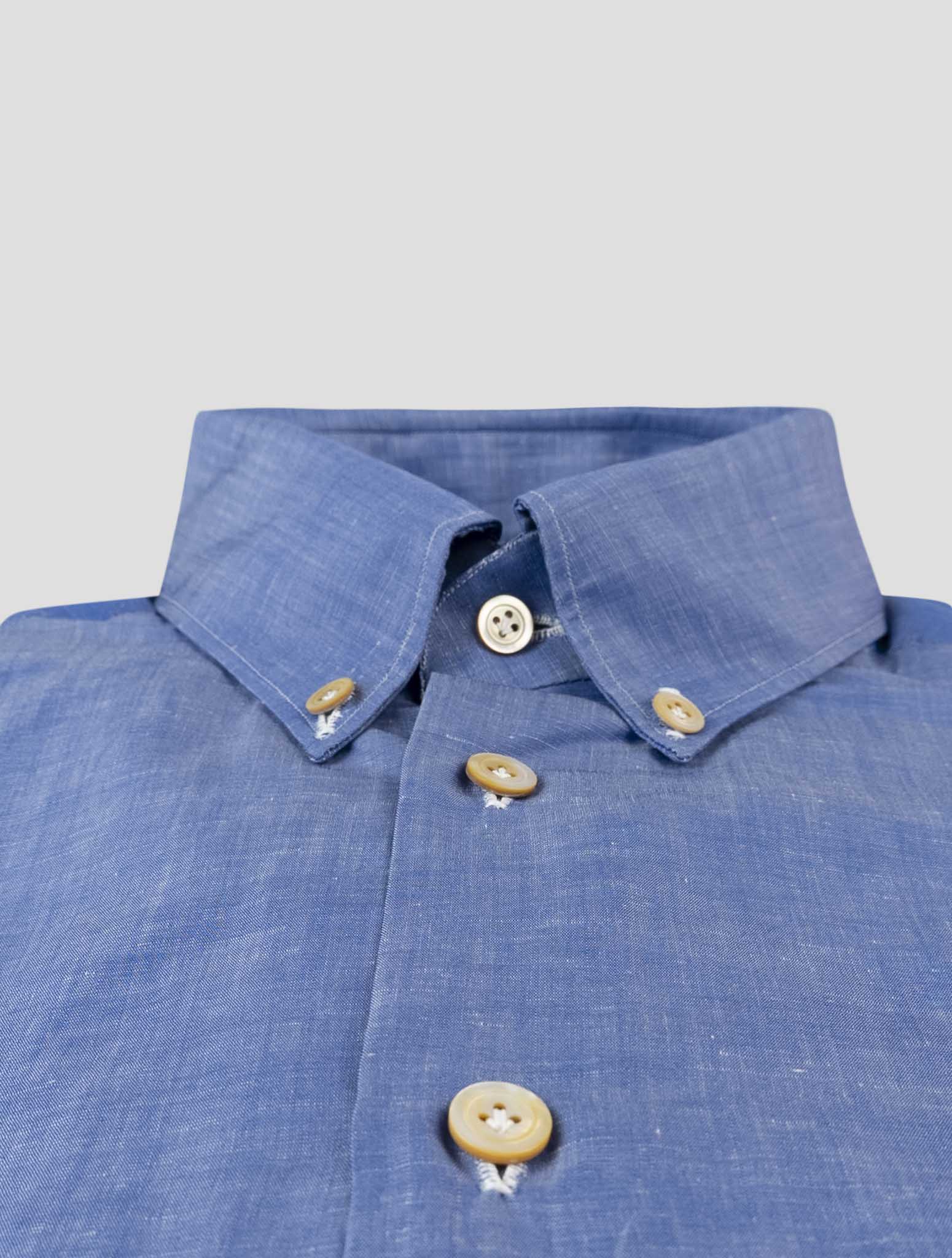 Kiton Blue Cotton Linen Shirt