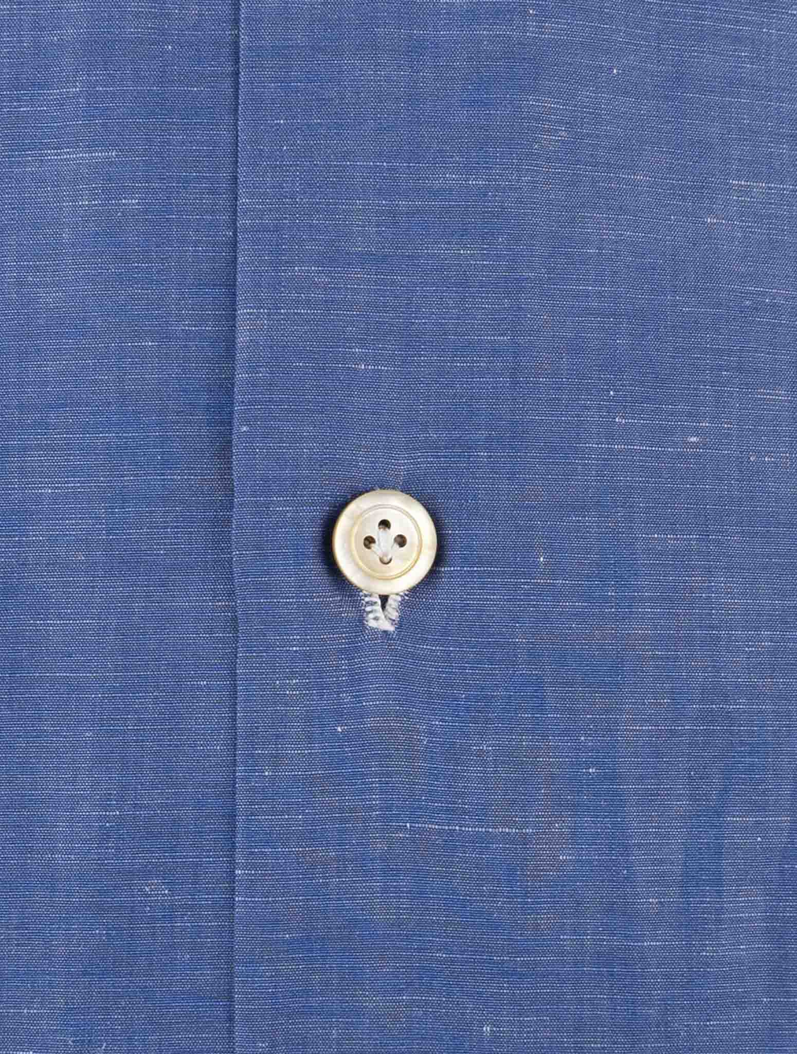 Kiton Blue Cotton Linen Shirt