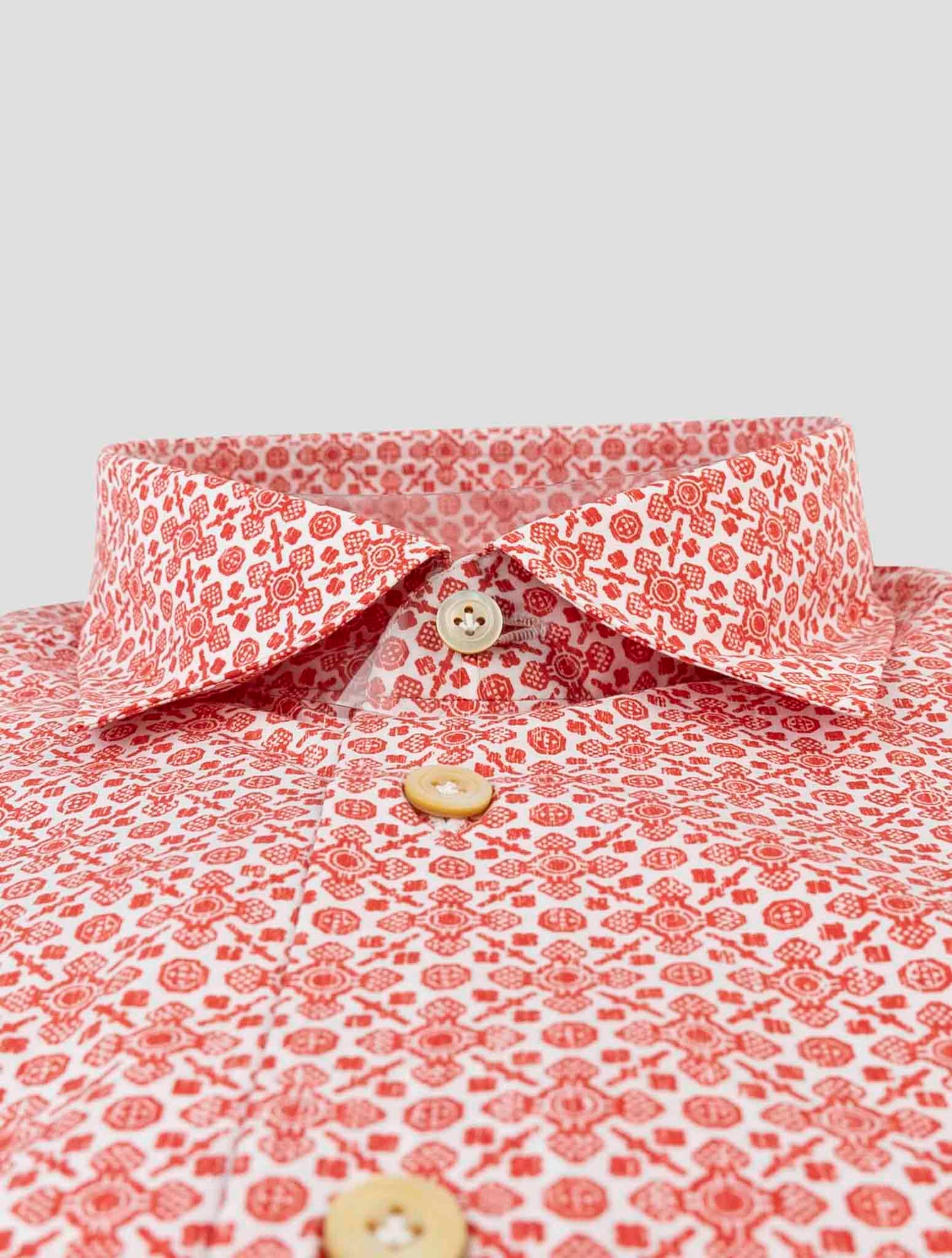 Kiton Red White Cotton Shirt