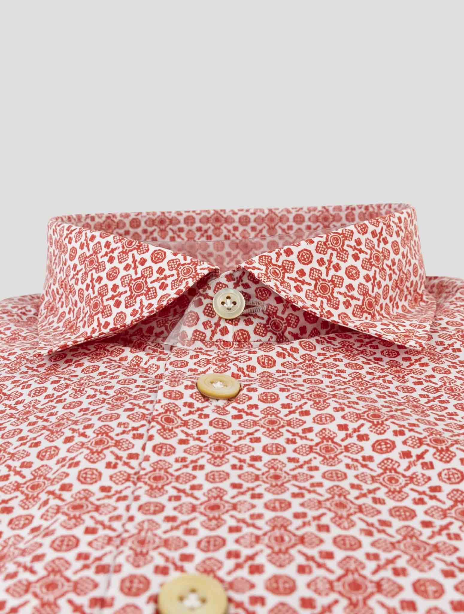 Kiton Red White Cotton Shirt