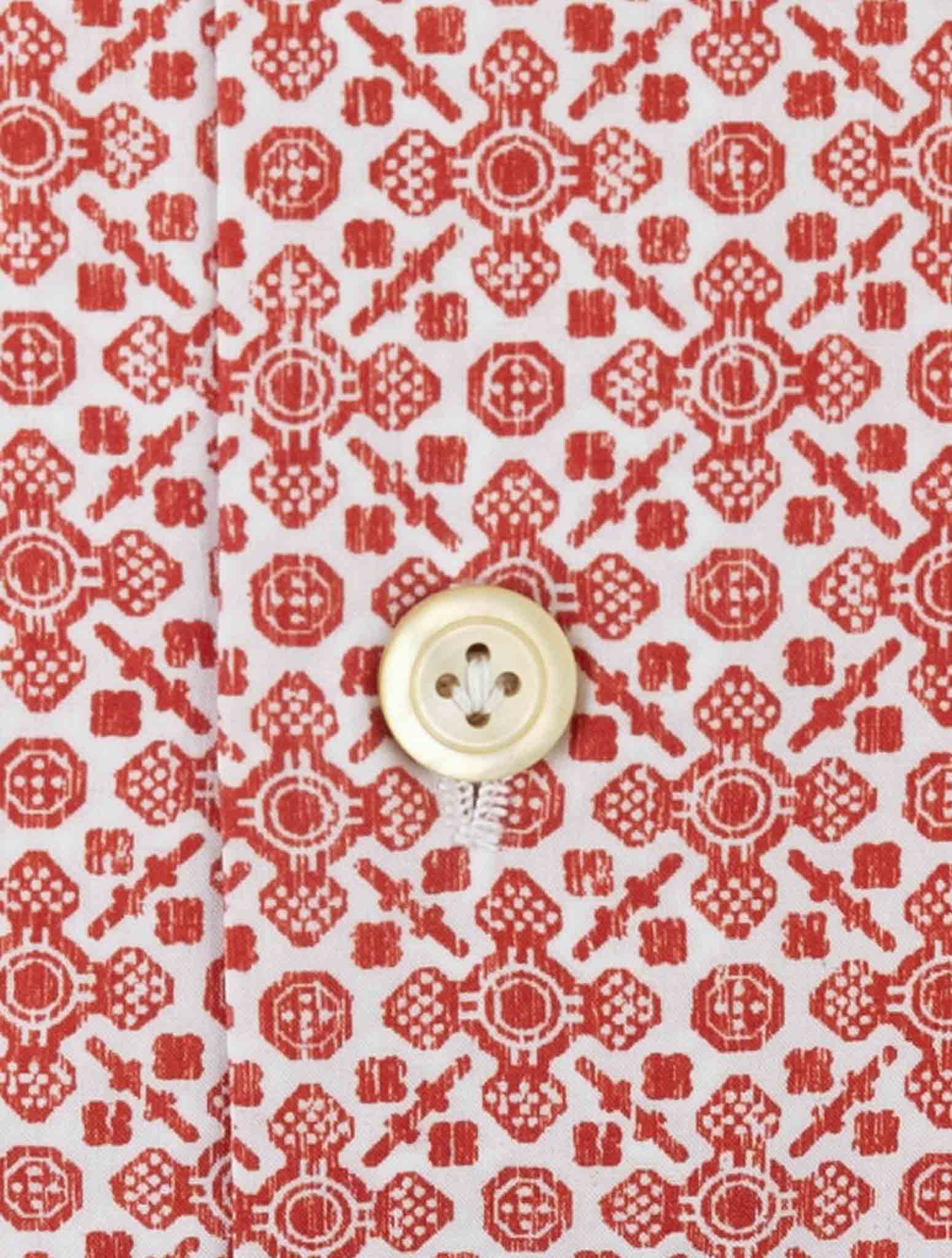 Kiton Red White Cotton Shirt