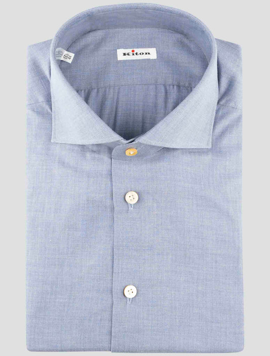 Kiton Blue Cotton Shirt