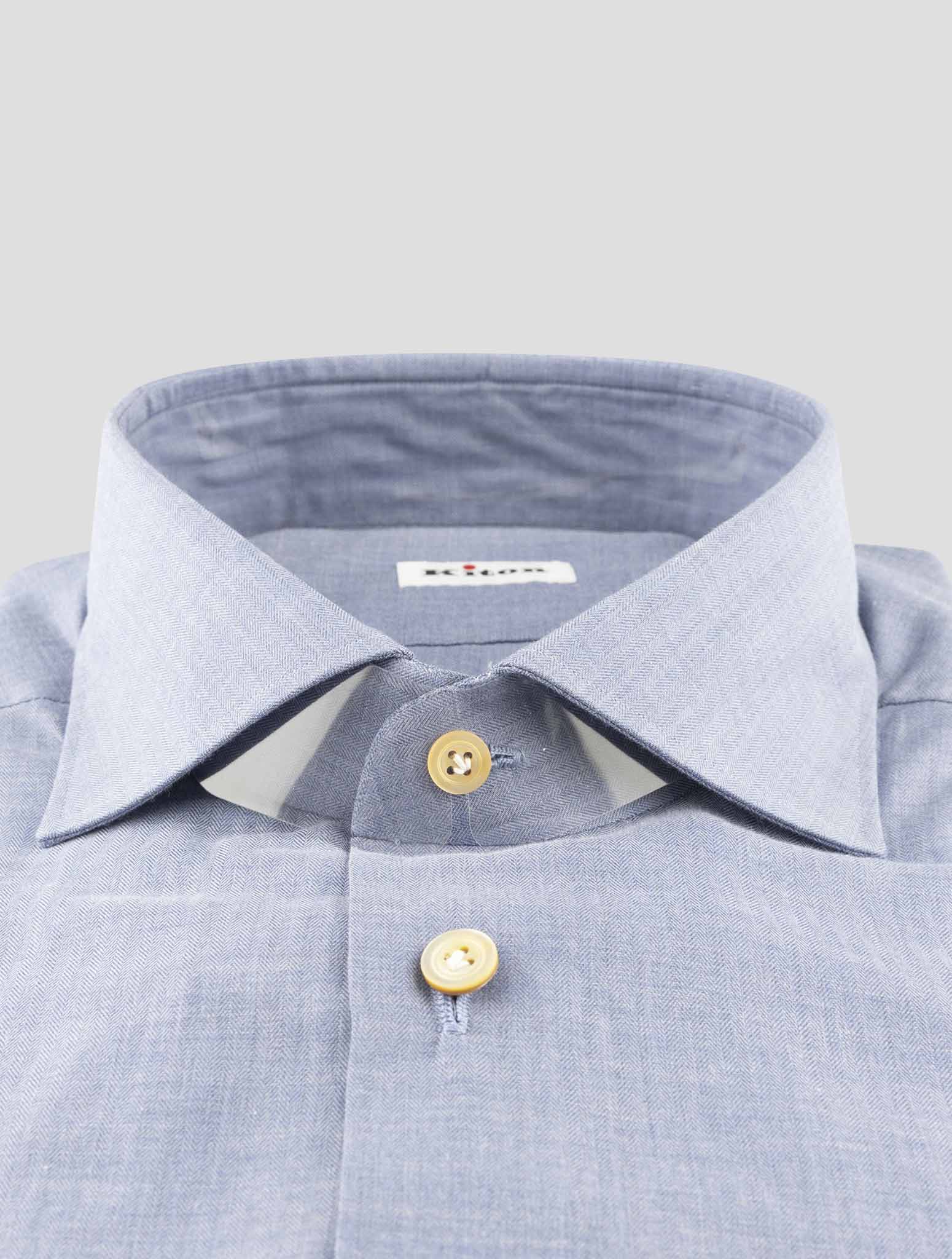 Kiton Blue Cotton Shirt
