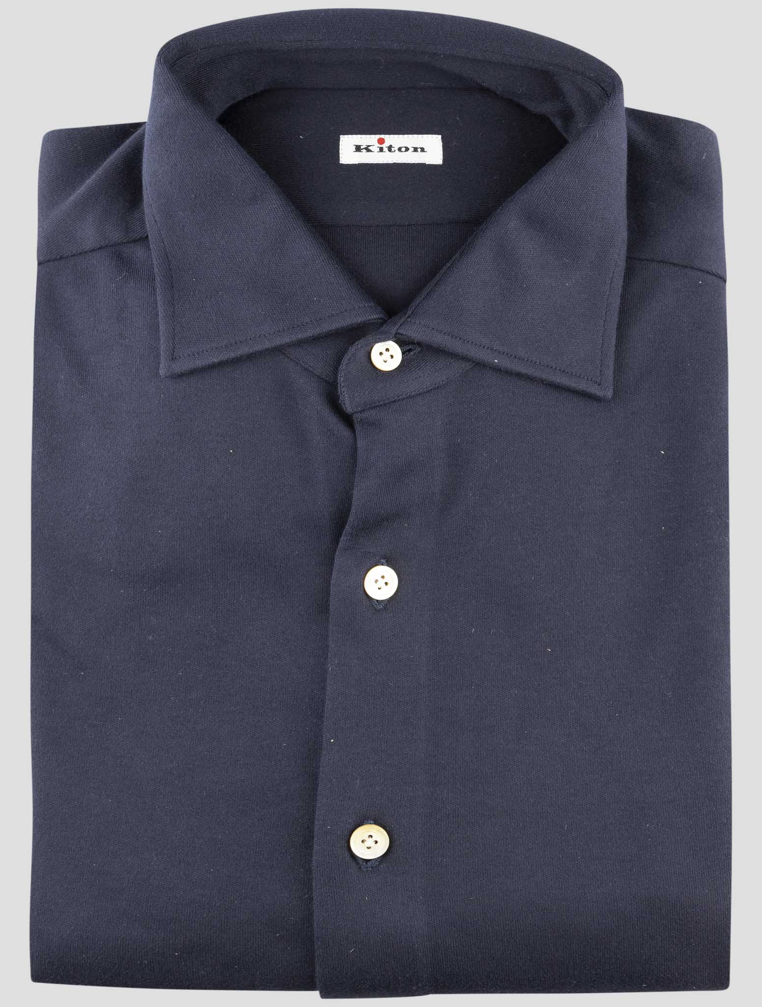 Kiton Blue Cotton Shirt