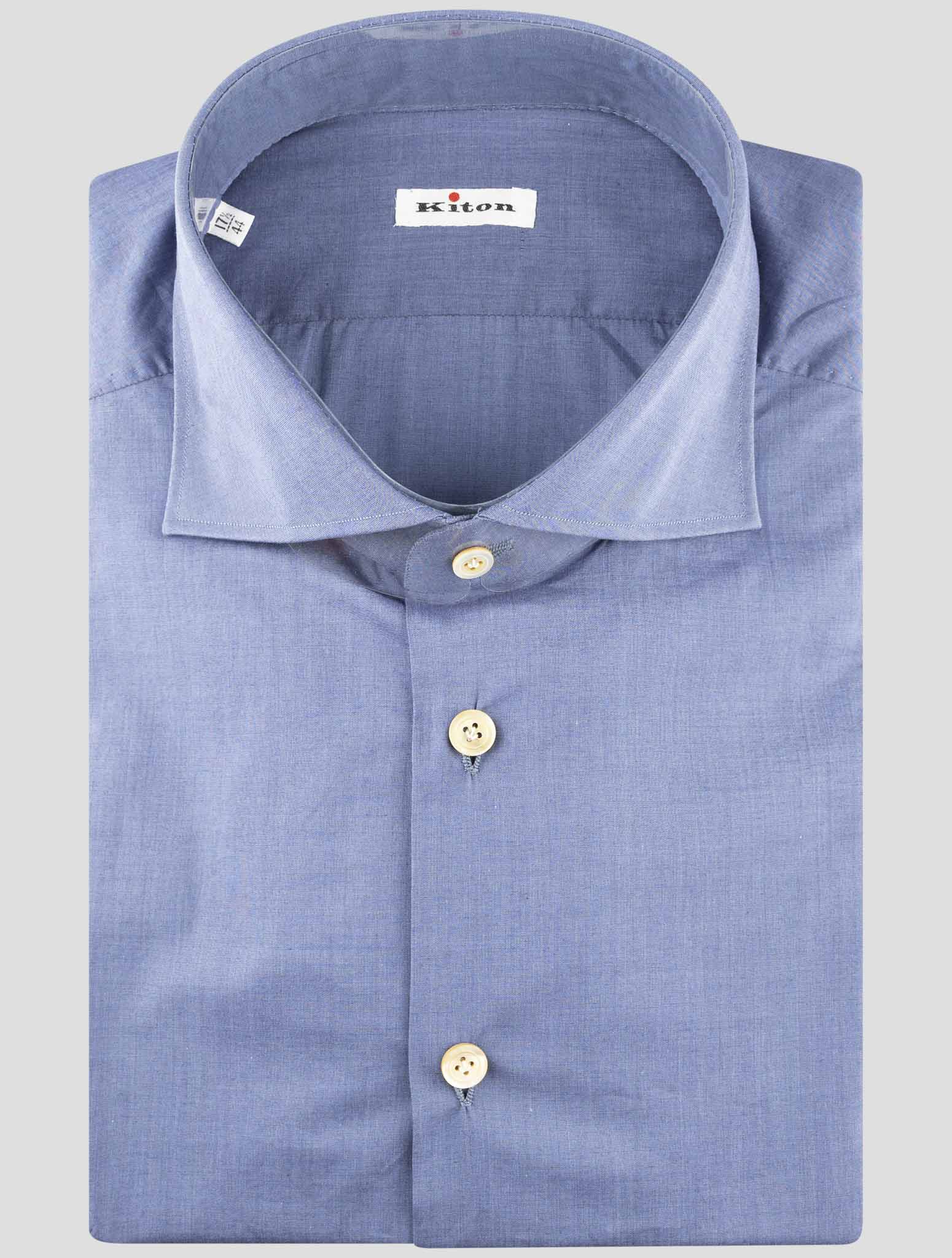 Kiton Blue Cotton Shirt