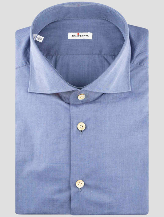 Kiton Blue Cotton Shirt