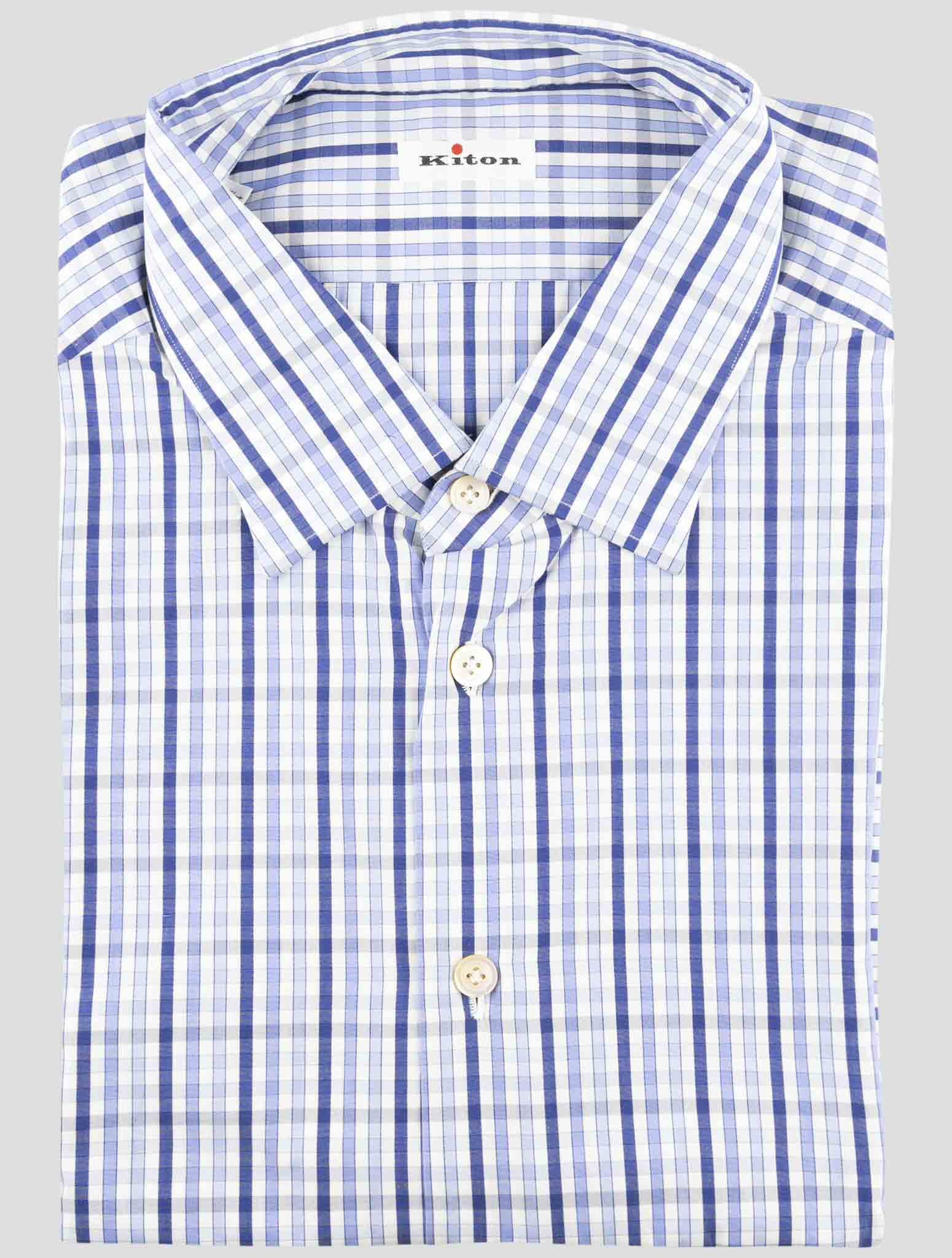 Kiton Blue Cotton Shirt