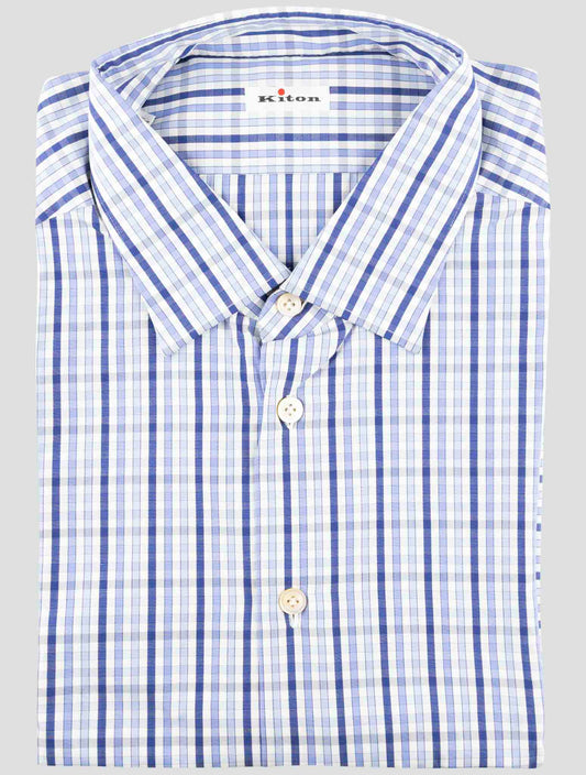 Kiton Blue Cotton Shirt