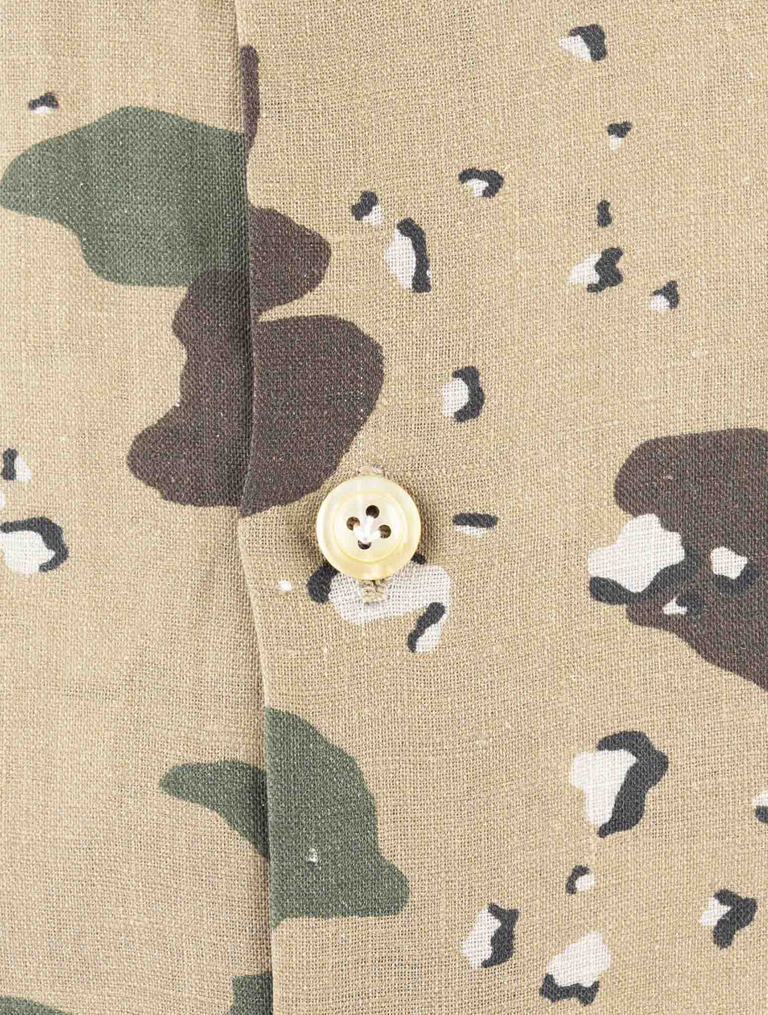 Kiton Green Brown Linen Korean Shirt