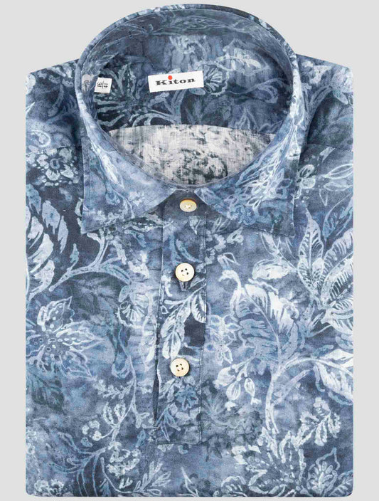 Kiton Blue Linen Sweater Polo