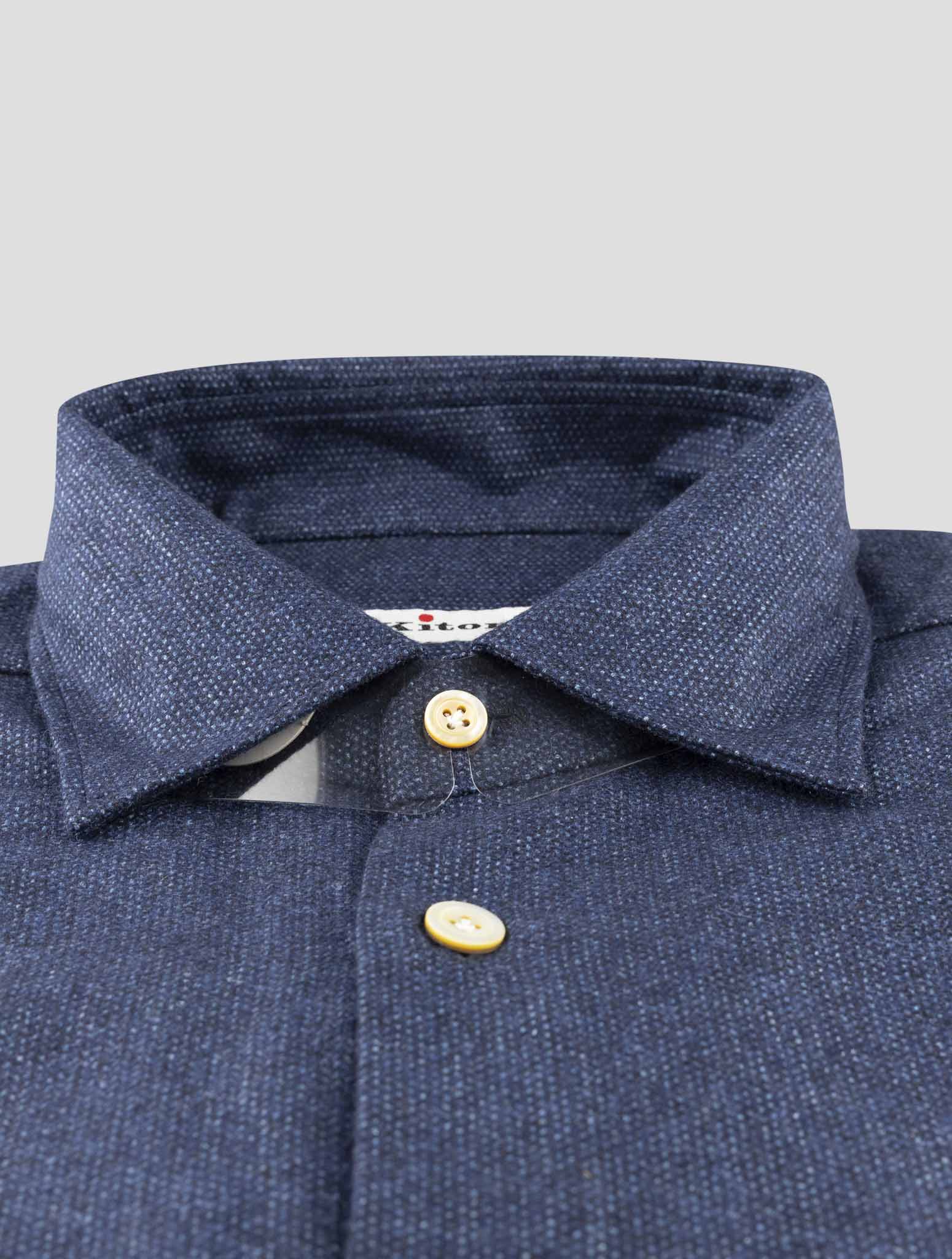 Kiton Blue Cashmere Silk Linen Shirt