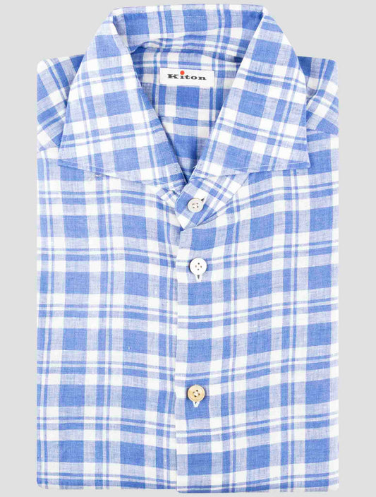Kiton Blue Linen Pl Ea Shirt