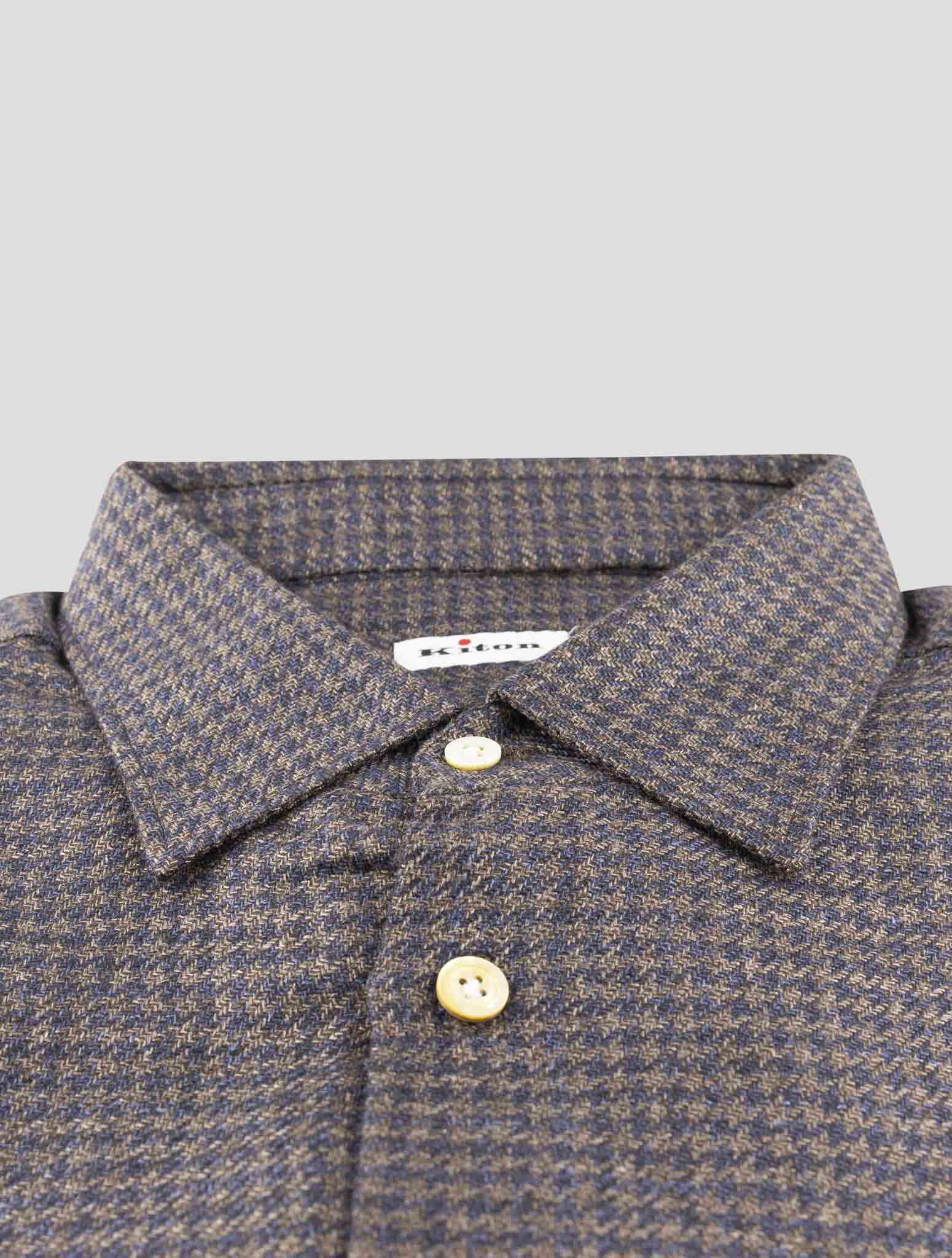 Kiton Blue Brown Cashmere Silk Linen Shirt