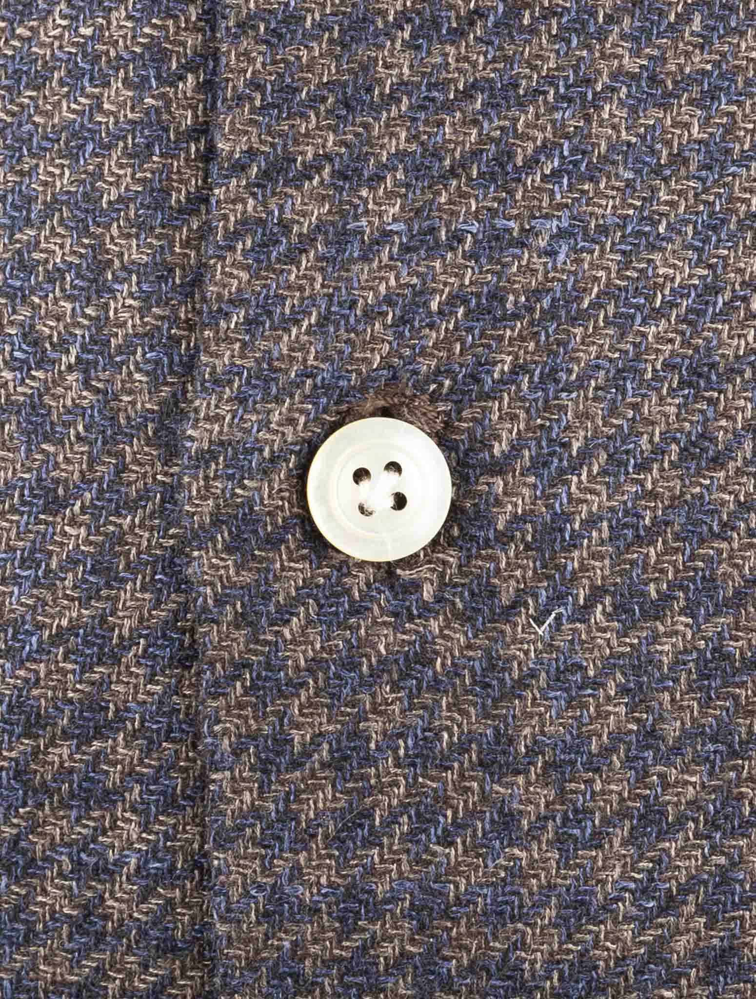Kiton Blue Brown Cashmere Silk Linen Shirt