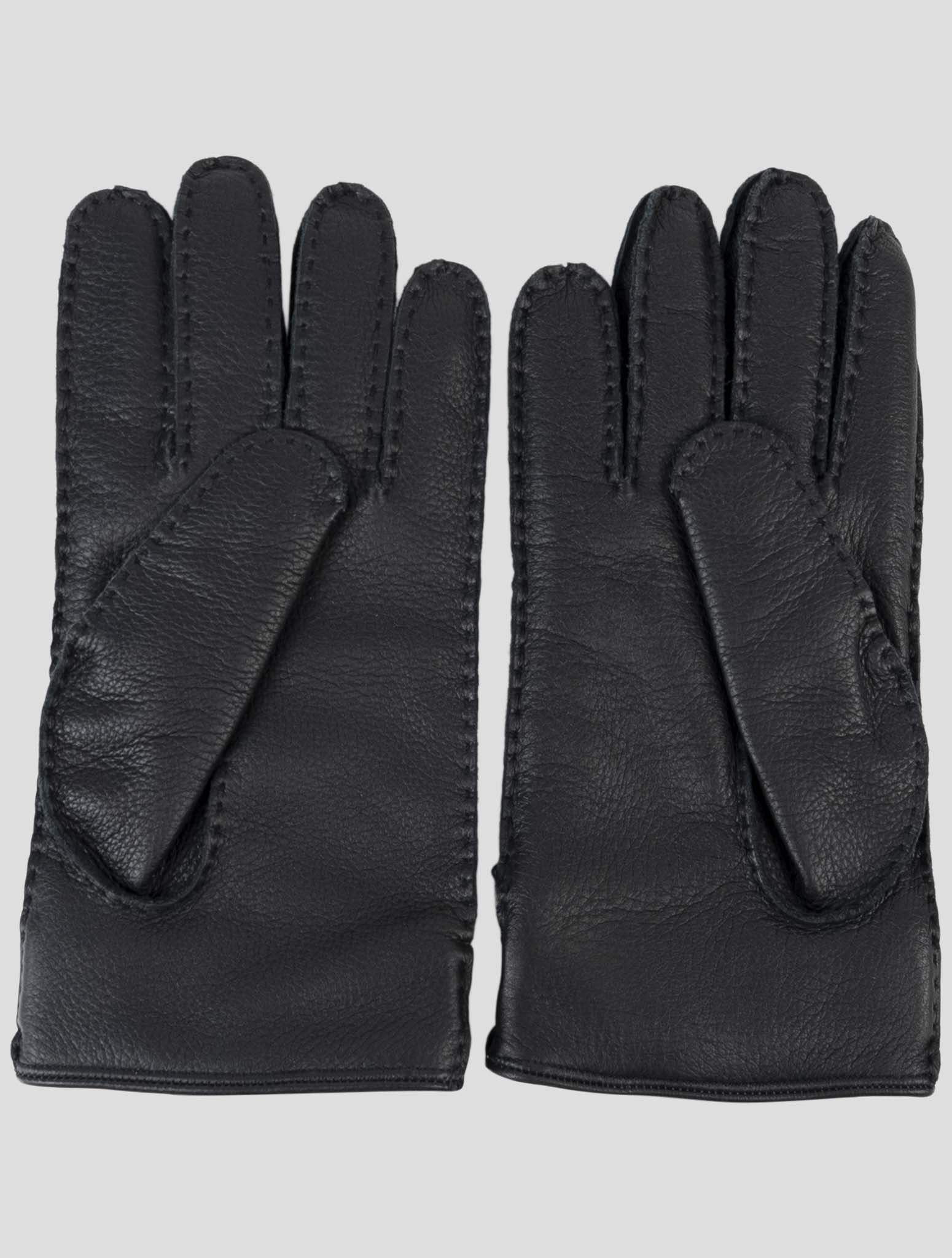 Kiton Dark Blue Leather Gloves