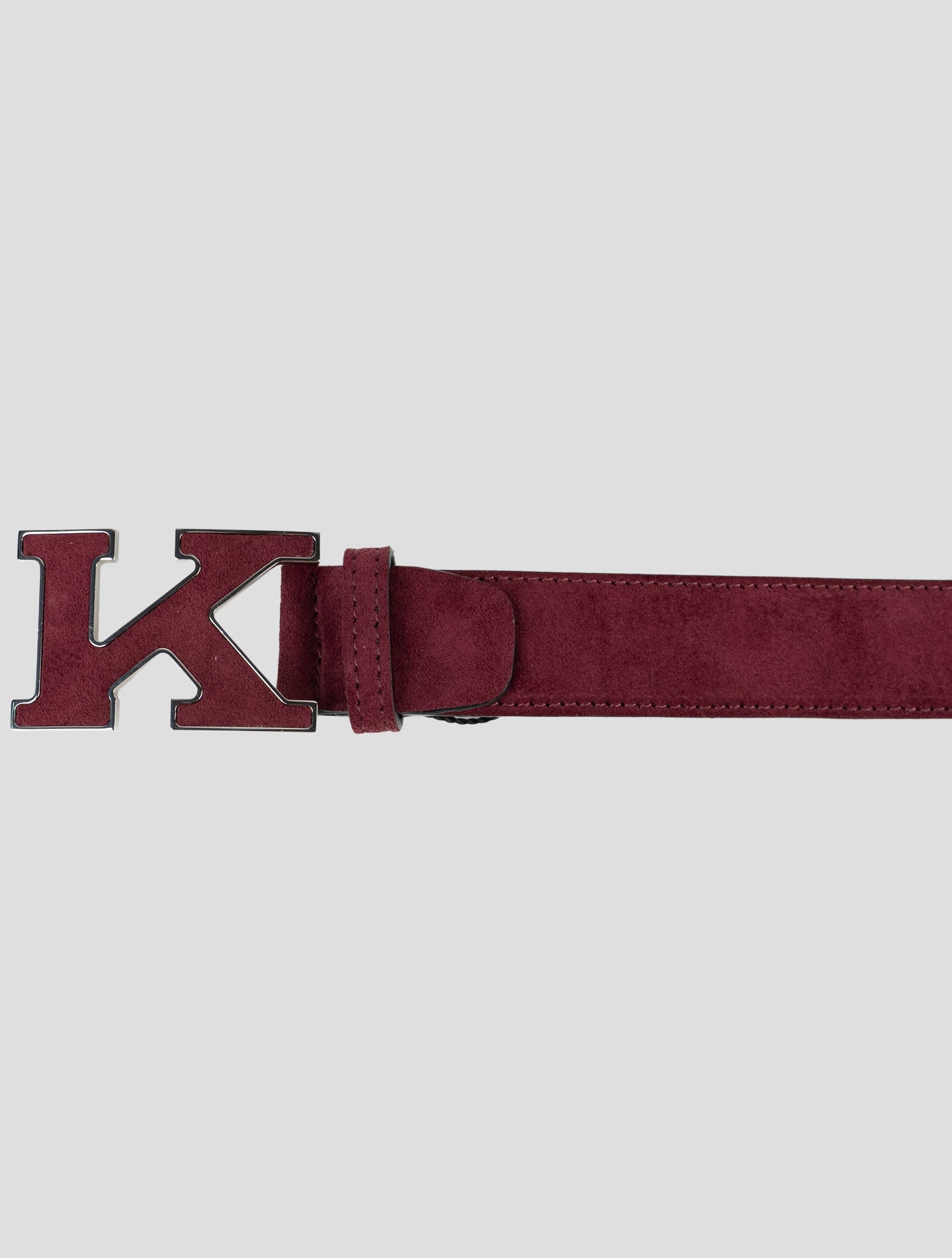 Kiton Burgundy Leather Suede Belt