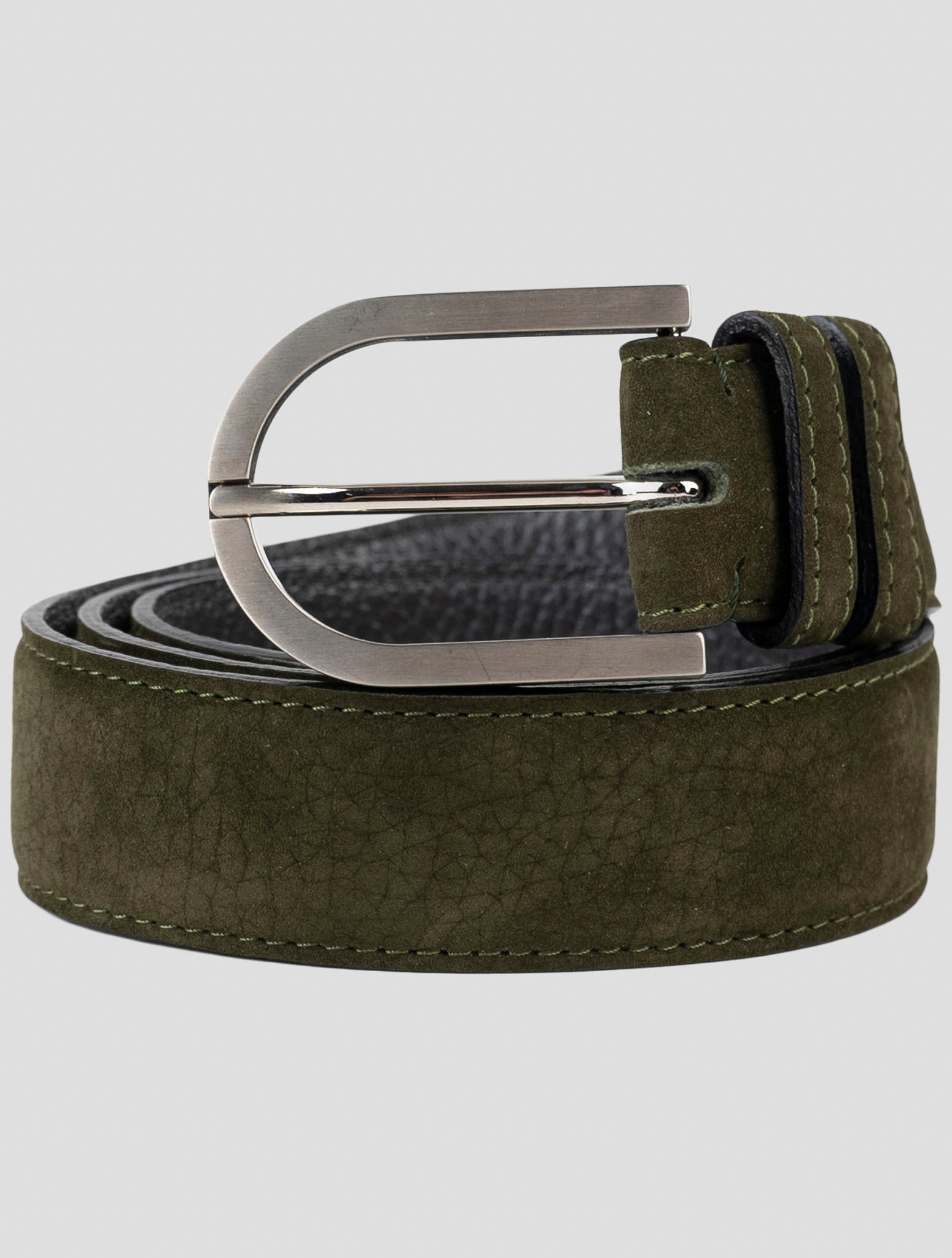 Kiton Green Leather Suede Belt