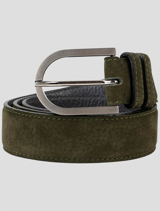 Kiton Green Leather Suede Belt