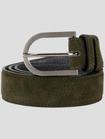 Kiton Green Leather Suede Belt
