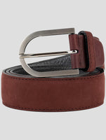 Kiton Burgundy Leather Suede Belt