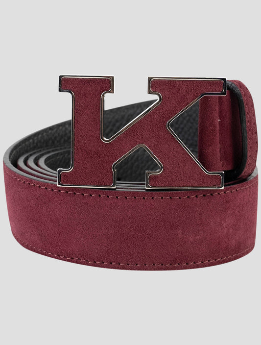 Kiton Burgundy Leather Suede Belt