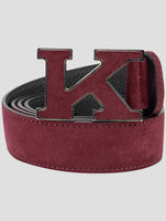 Kiton Burgundy Leather Suede Belt
