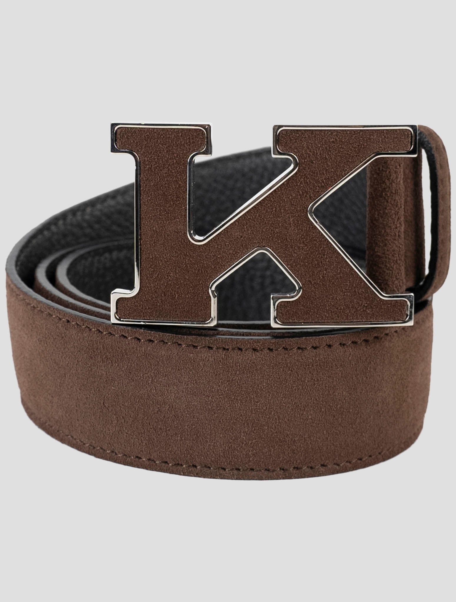 Kiton Brown Leather Suede Belt