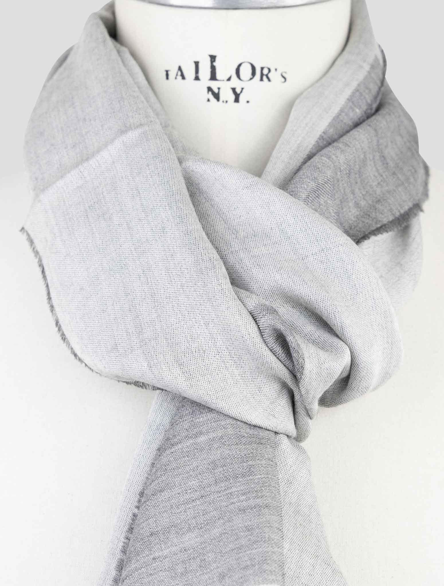 Kiton Gray Wool Silk Scarf