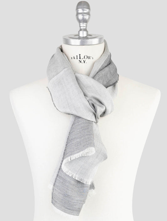Kiton Gray Wool Silk Scarf