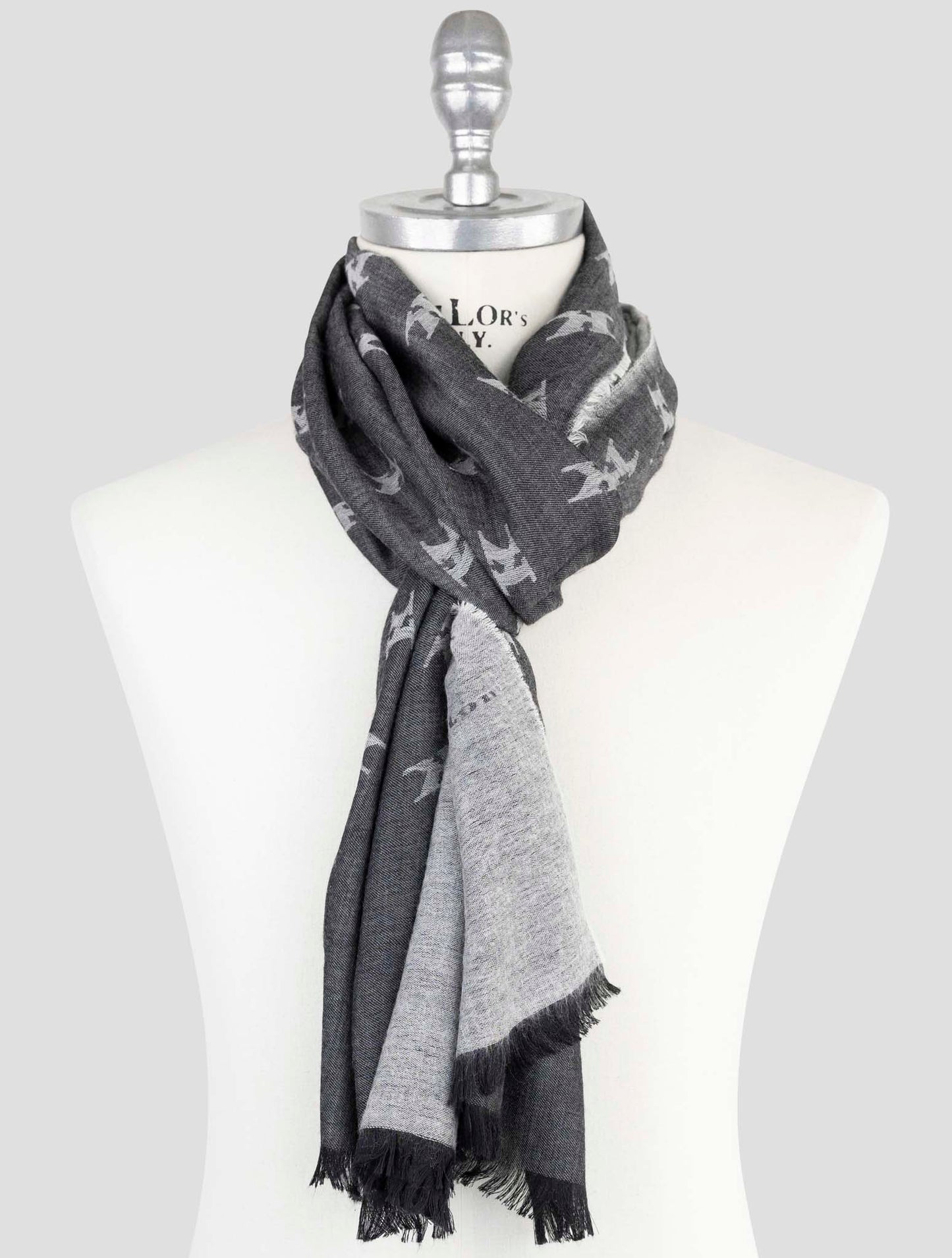 Kiton Gray Wool Silk Scarf