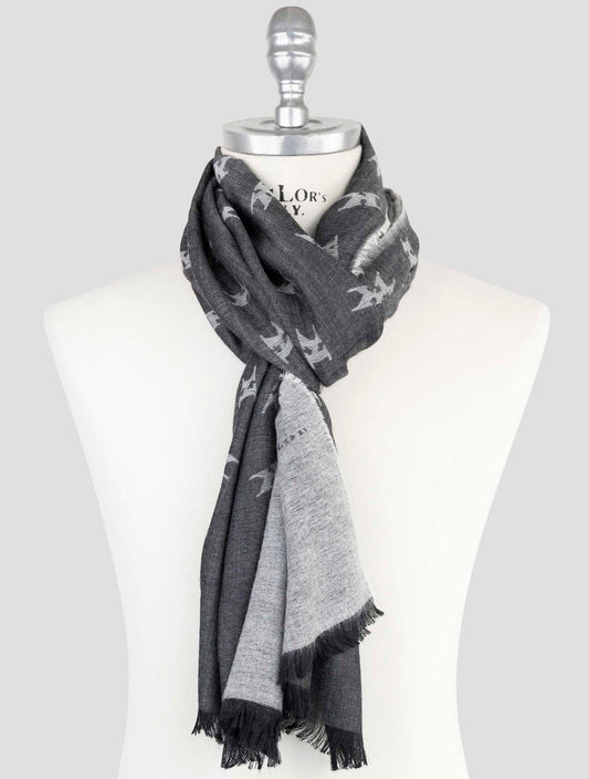 Kiton Gray Wool Silk Scarf