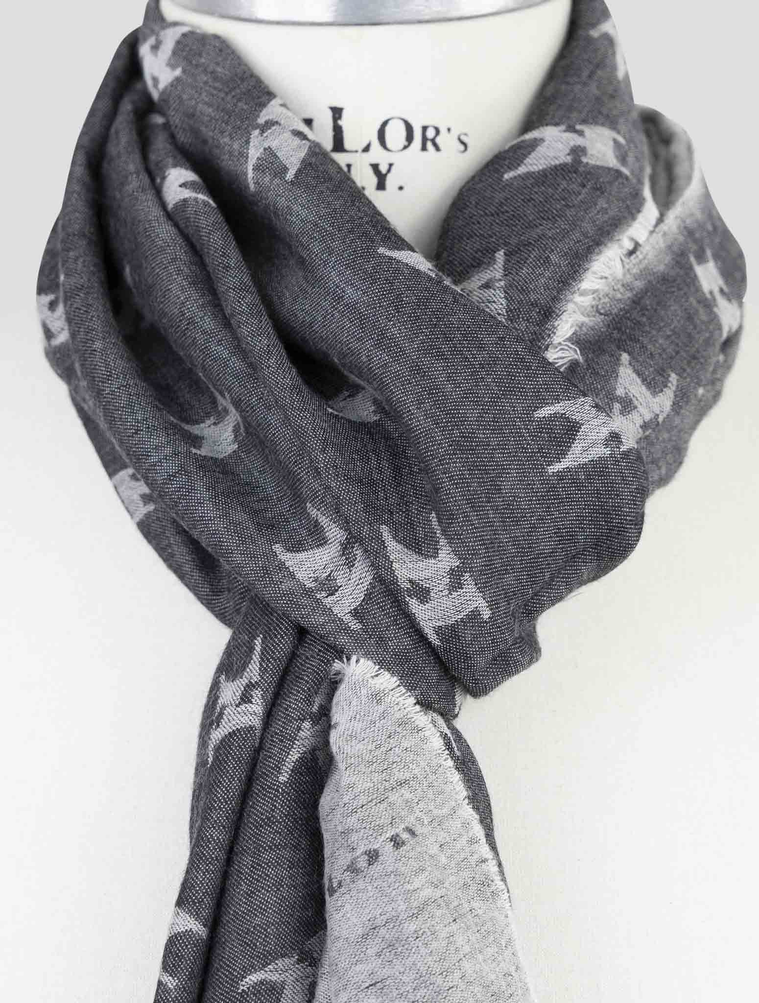 Kiton Gray Wool Silk Scarf