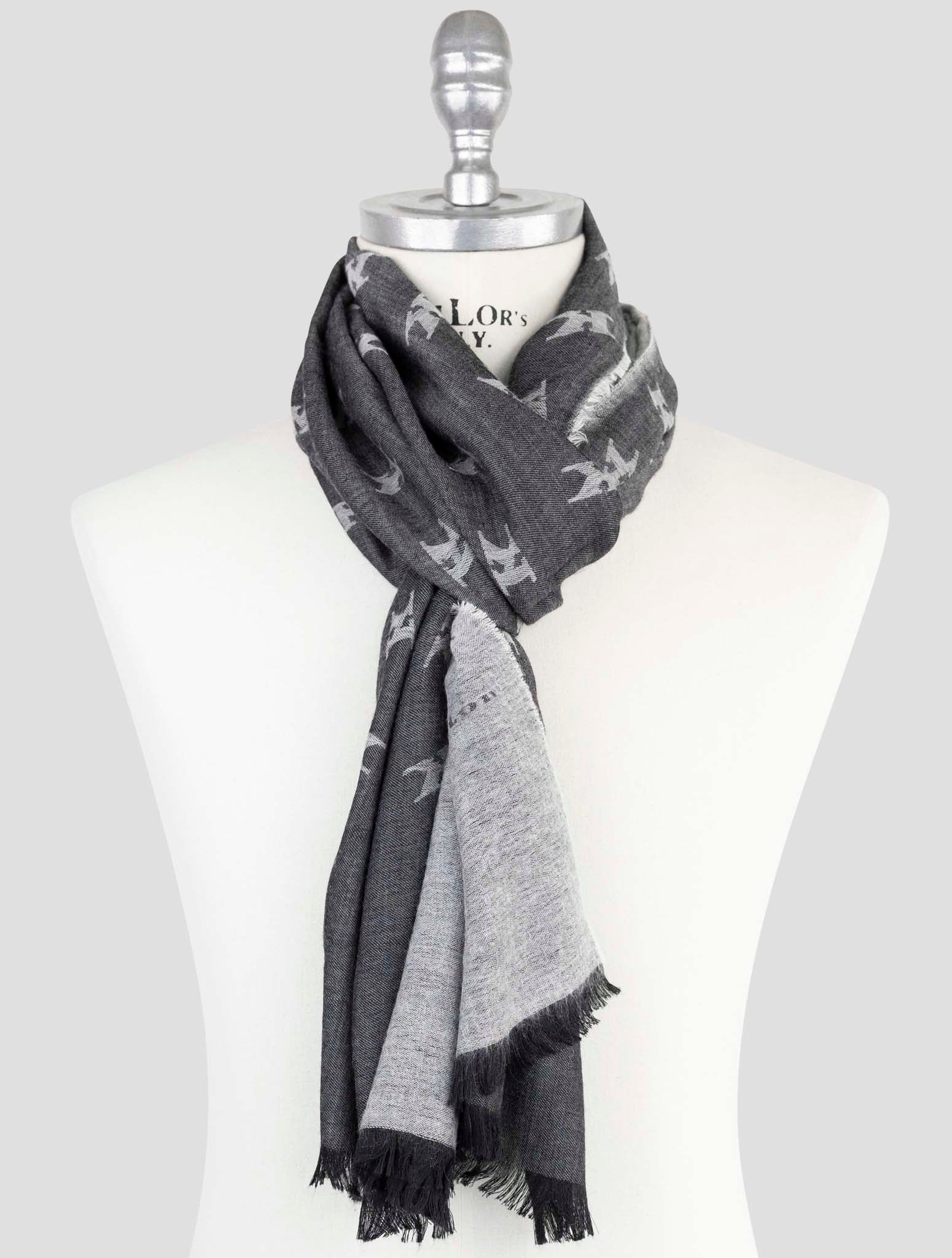 Kiton Gray Wool Silk Scarf