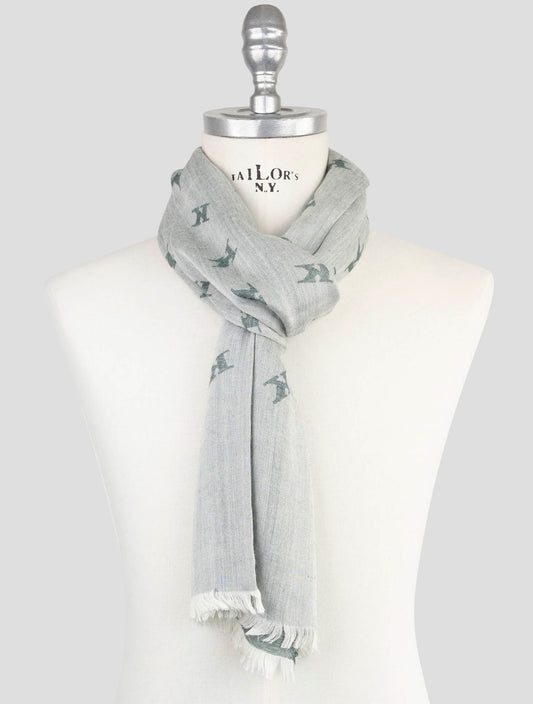 Kiton Green Wool Silk Scarf