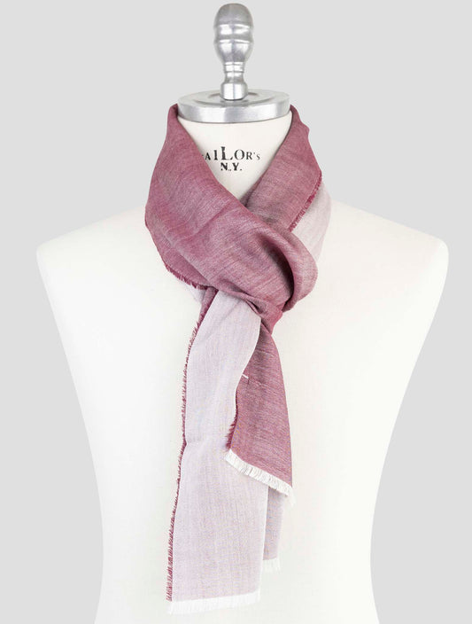 Kiton Burgundy Wool Silk Scarf
