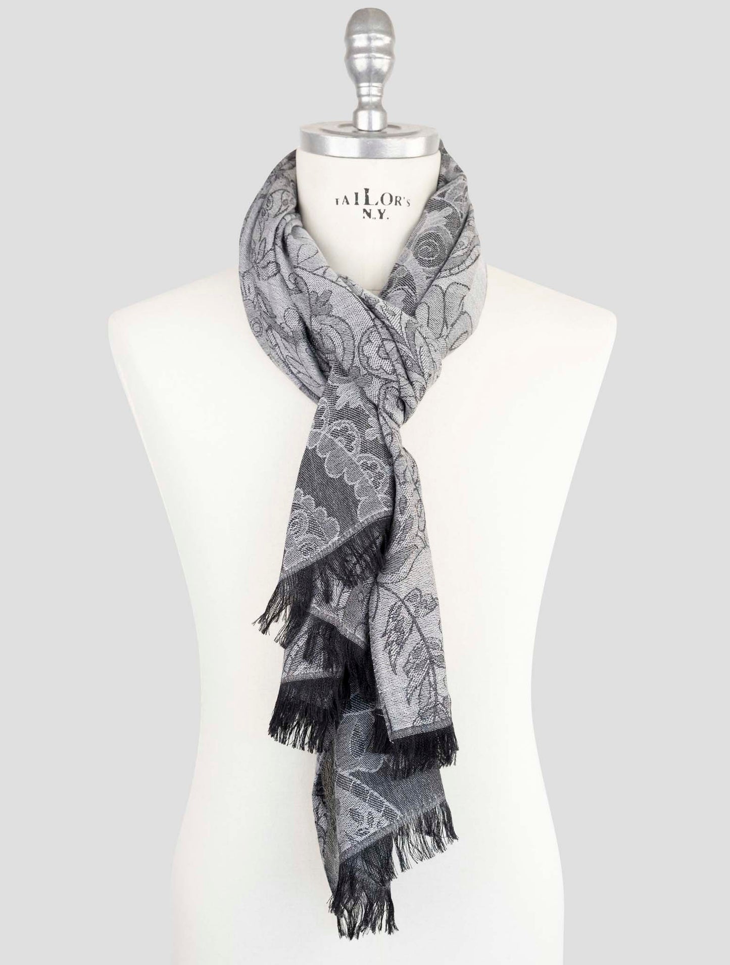 Kiton Gray Wool Silk Scarf