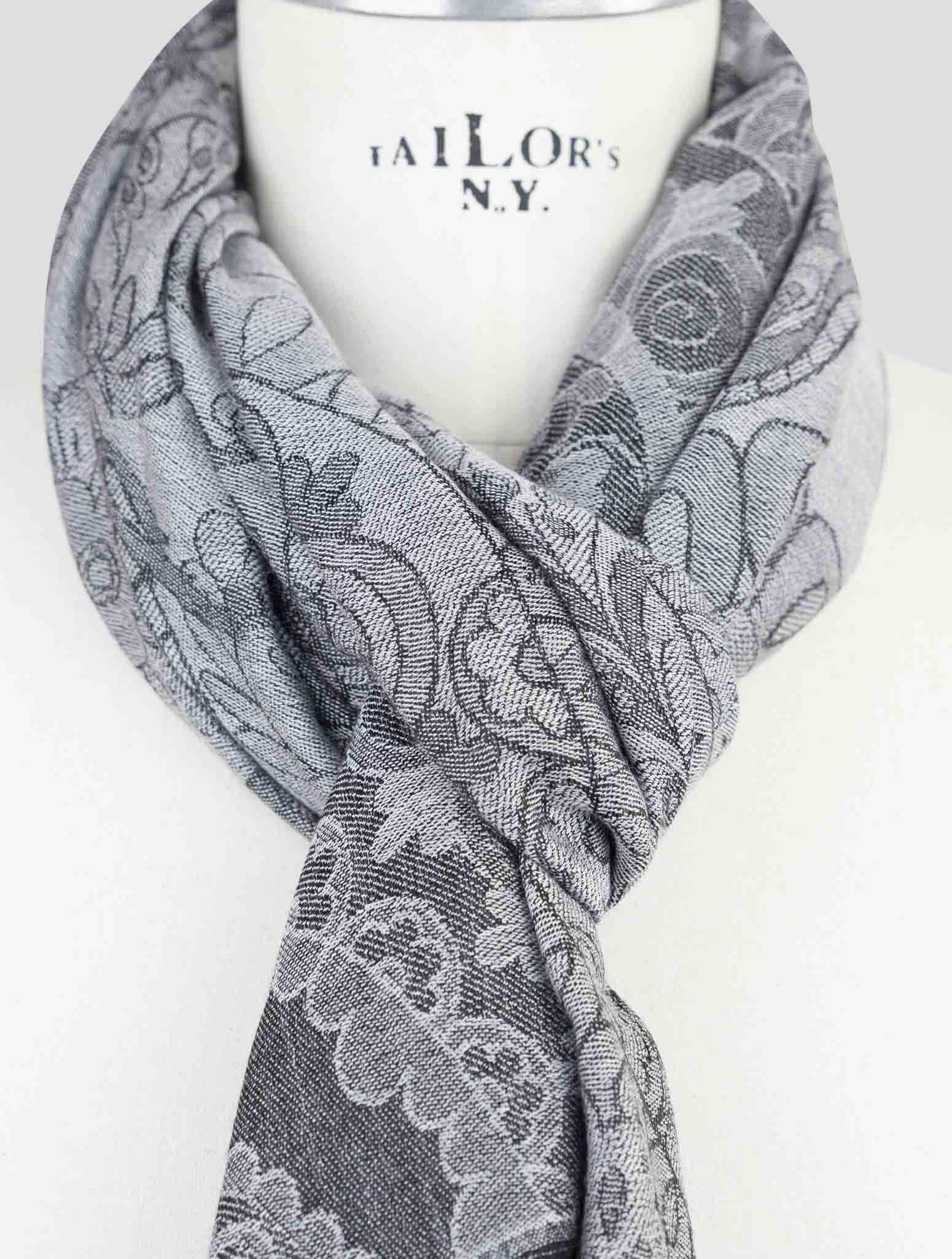 Kiton Gray Wool Silk Scarf