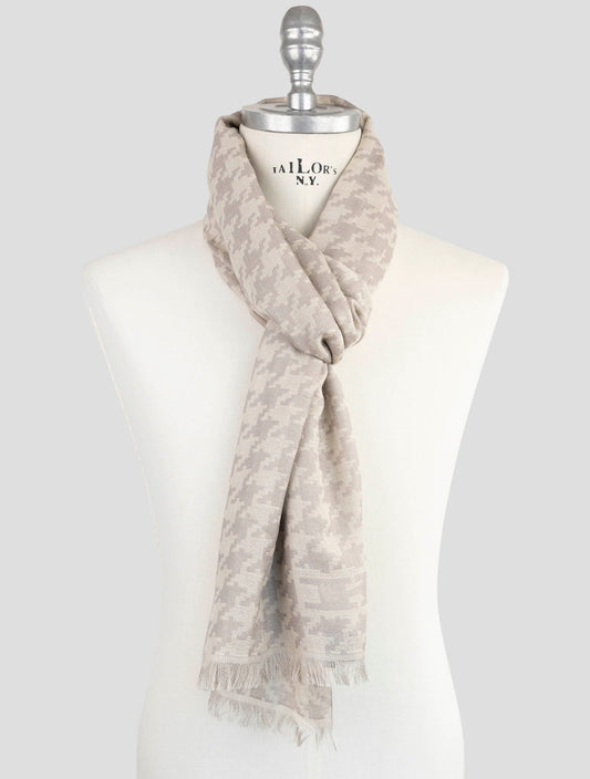 Kiton Beige Wool Silk Scarf