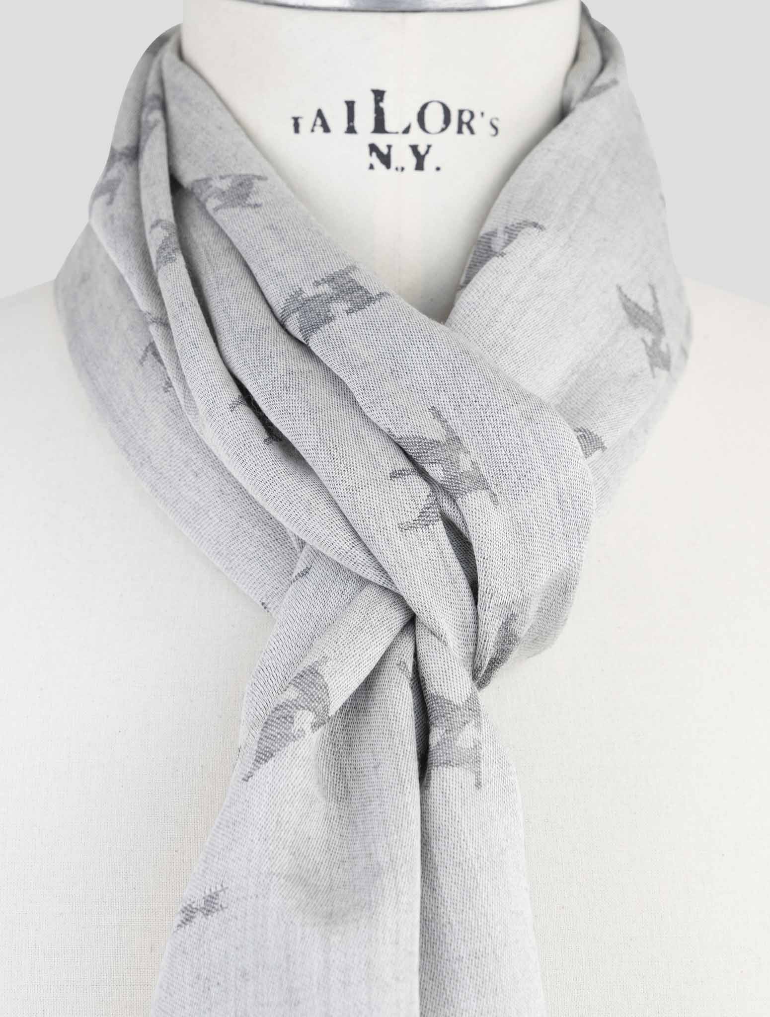 Kiton Gray Wool Silk Scarf