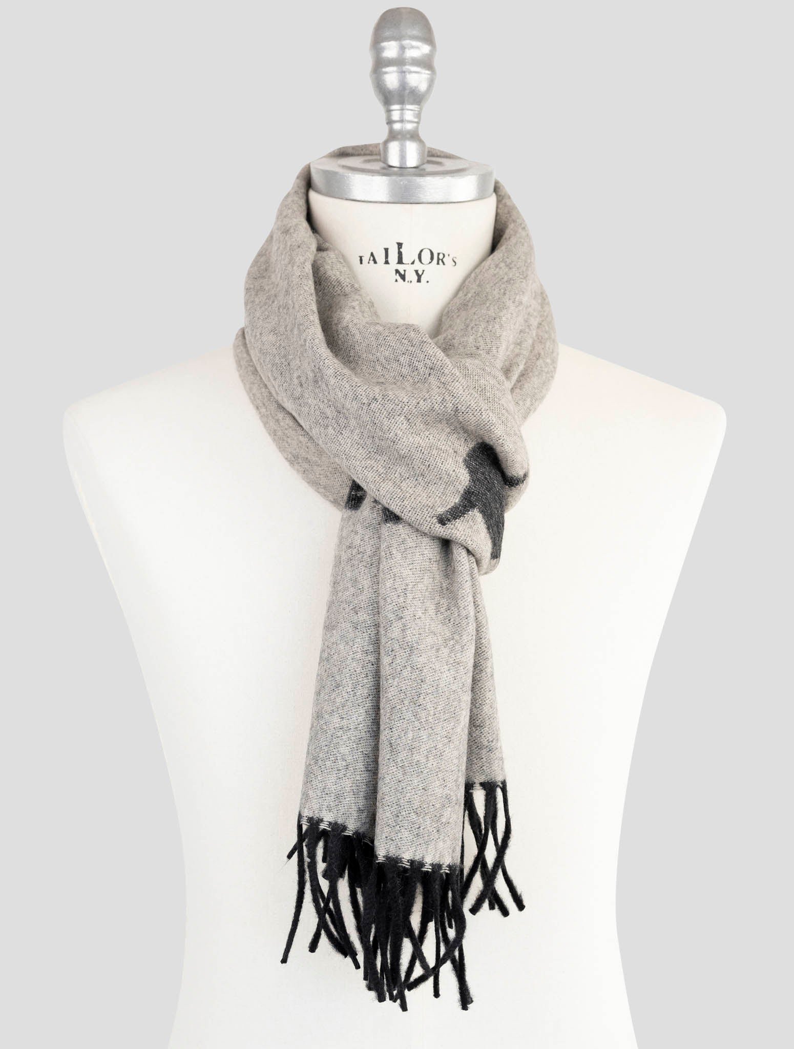Kiton Gray Cashmere Wool Scarf