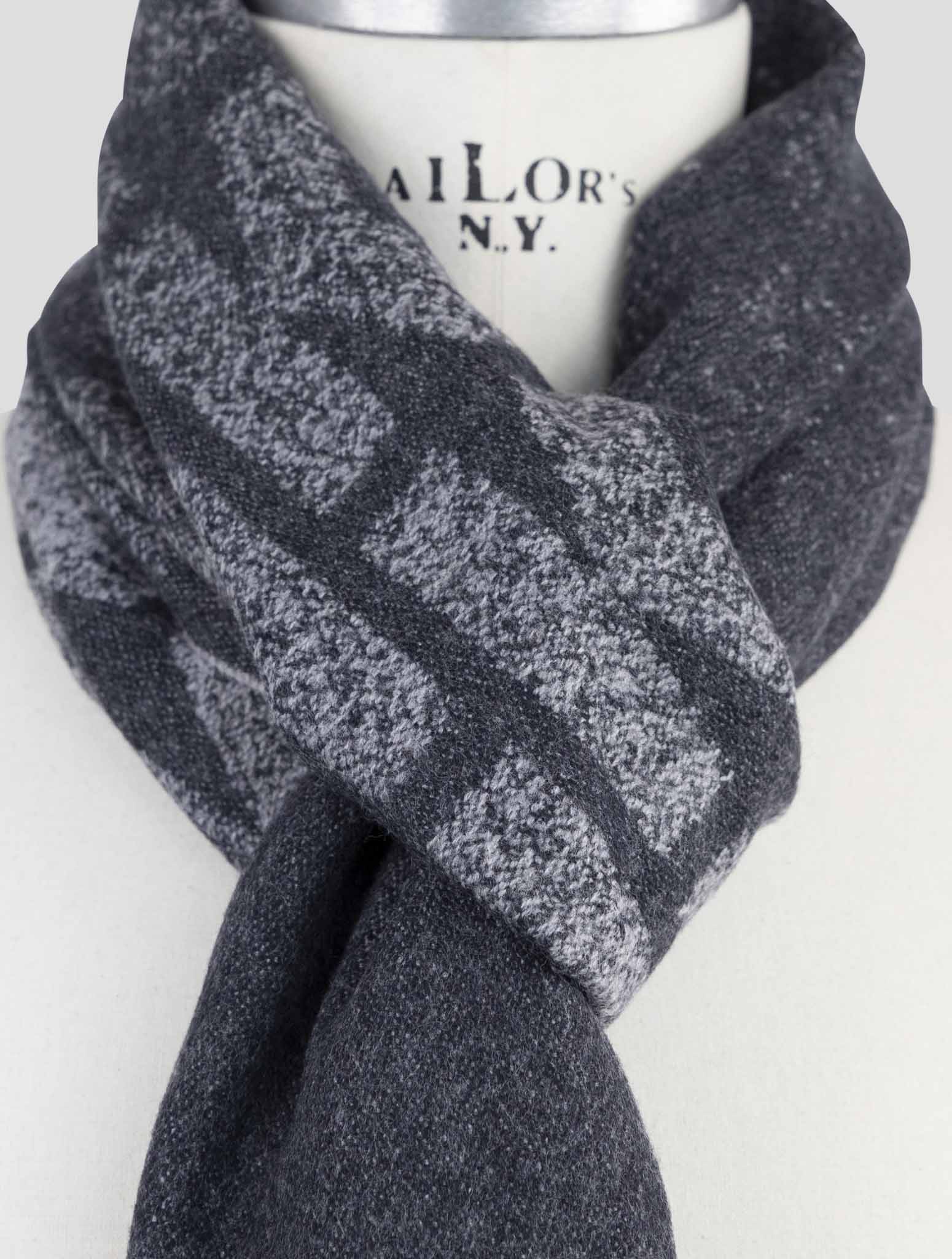 Kiton Gray Cashmere Virgin Wool Scarf