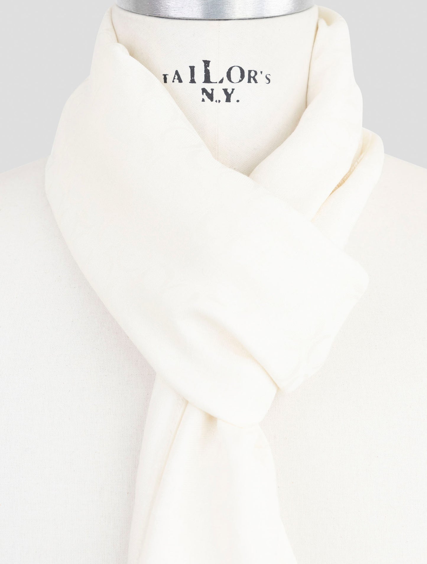 Kiton White Wool Silk Scarf
